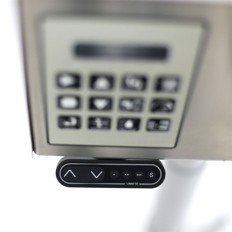 Height adjustment controls on the Swienty electric floor stand