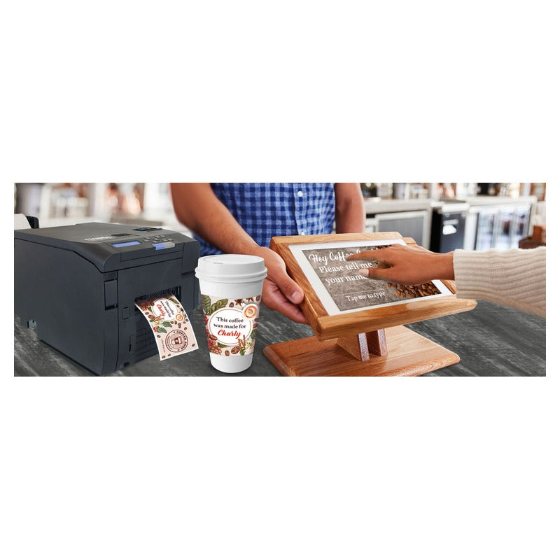 DTM cx86e colour tag printer coffee