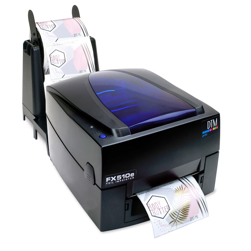 DTM fx510e foil imprinter with label unwinder front right
