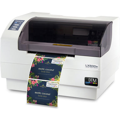 DTM lx600e colour label printer body lotion label front