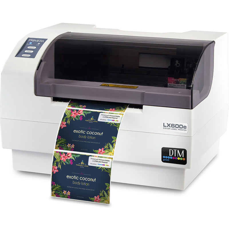 DTM lx600e colour label printer body lotion label front