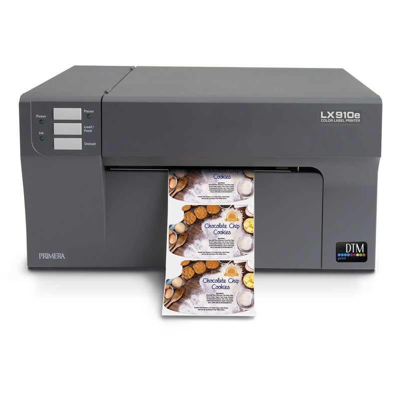 DTM lx910e colour label printer cookies label front