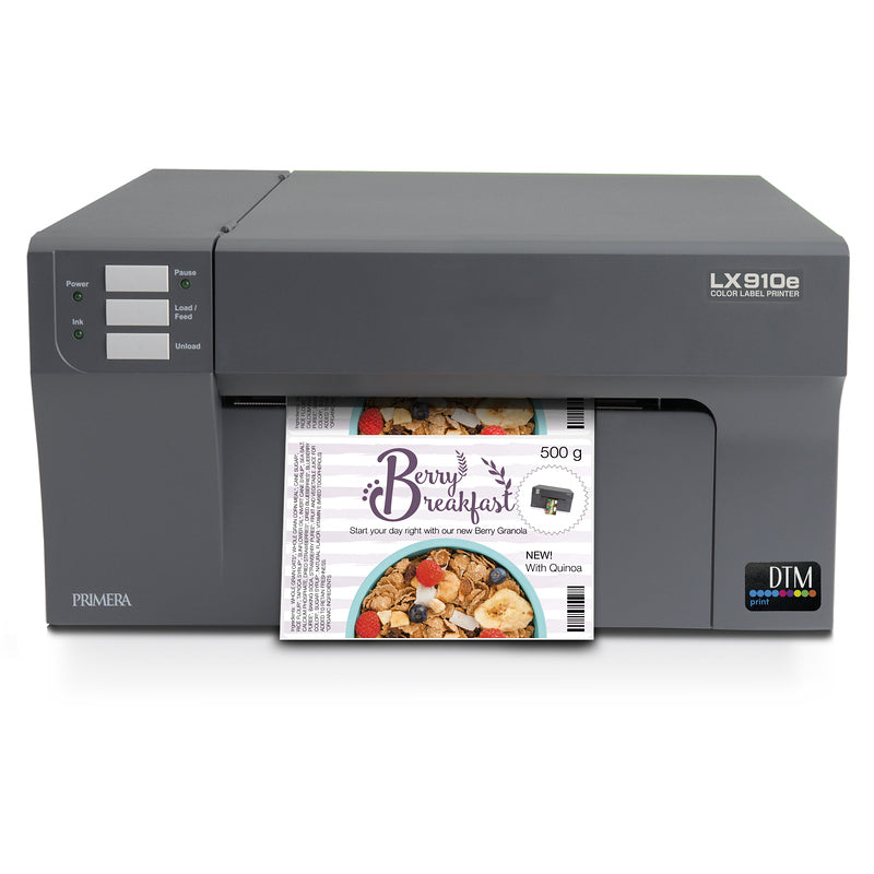 DTM lx910e colour label printer granola label front