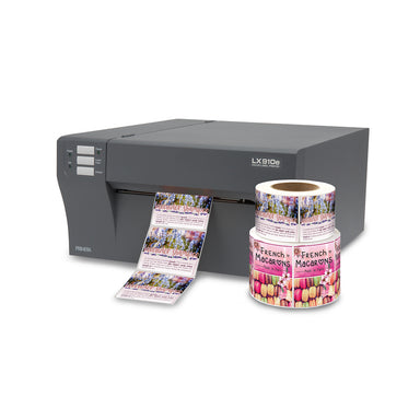 DTM lx910e colour label printer lavender label rolls front