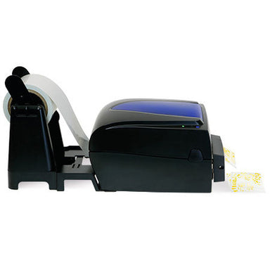 DTM UW-4 passive label unwinder beside an FX510ec foil printer