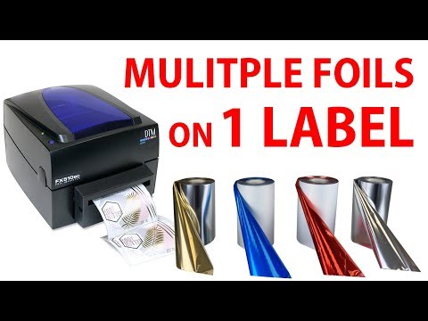 DTM FX510e multiple foils on a clear label